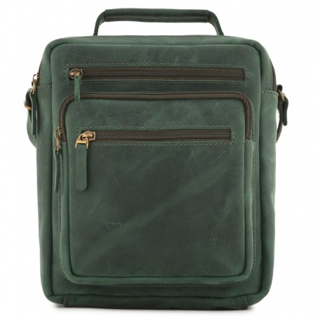  Мужская кожаная сумка "Гектор" (изумруд крейзи)