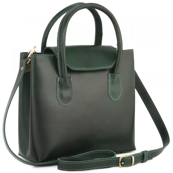 Женская кожаная сумка "Ванесса" (зеленая). фото 1