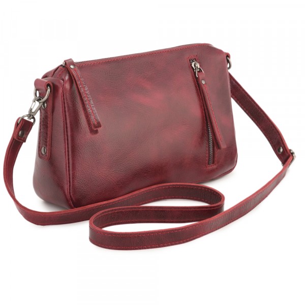 Женская кожаная сумка "Агата" (вишня). фото 1