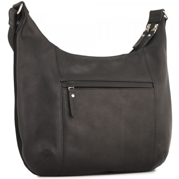 Женская кожаная сумка "Сабрина" с отделкой велюр (черная). фото 1