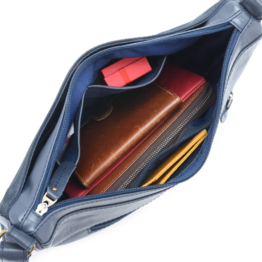 Женская кожаная сумка "Ладога" (синяя)