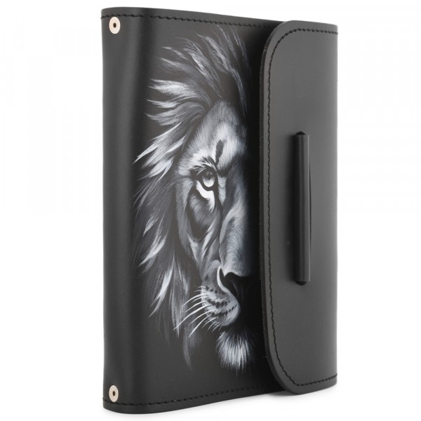 Кожаный ежедневник на кольцах "Самуэль" "Лев" (черный). фото 1