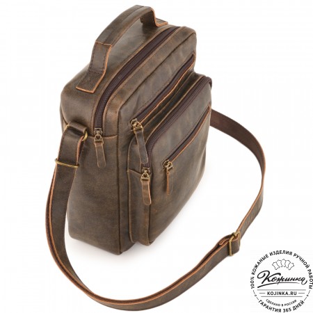  Мужская кожаная сумка "Гектор" (коричневая наппа)
