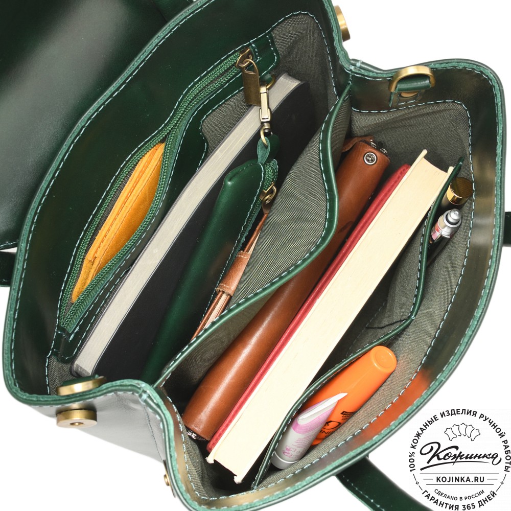 Женская кожаная сумка "Ванесса" (зеленая)
