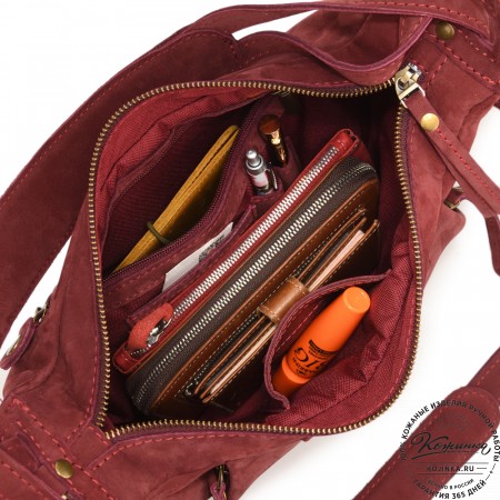 Женская кожаная сумка "Техас" (бордо нубук)