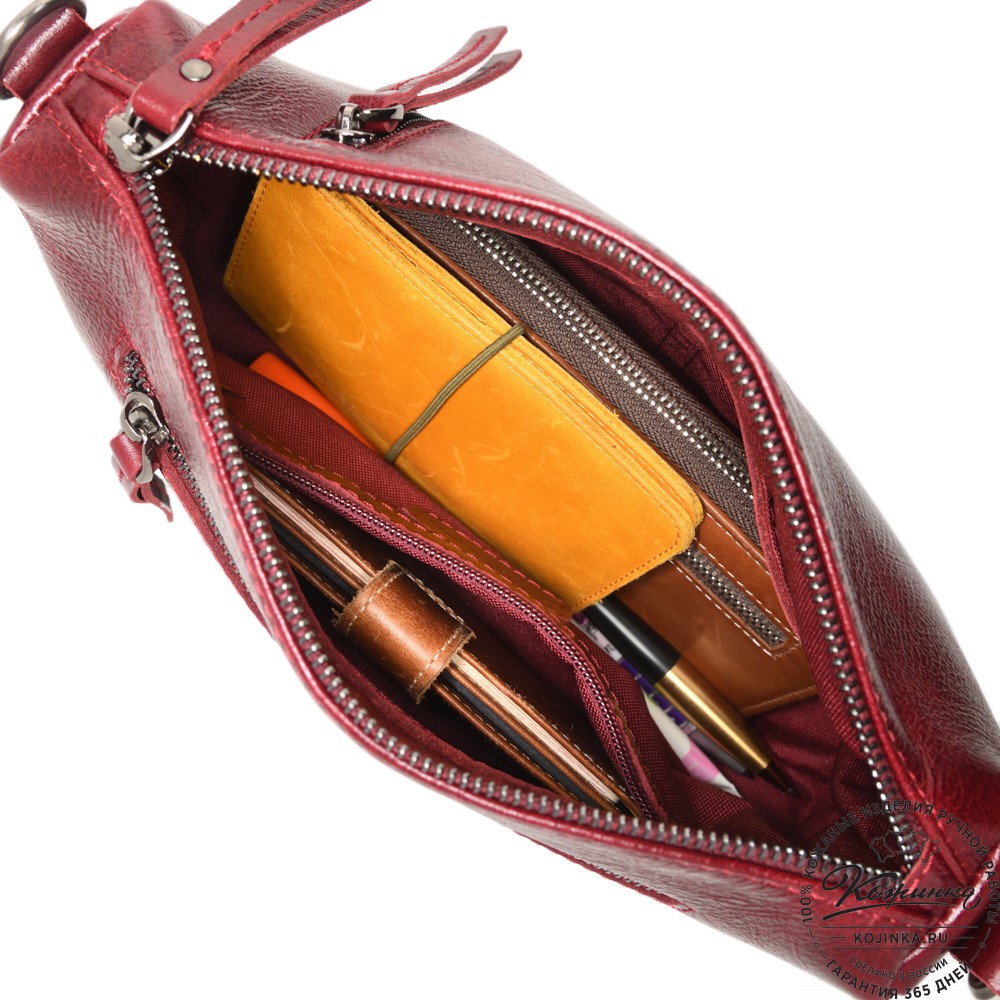 Женская кожаная сумка "Агата" (вишня)