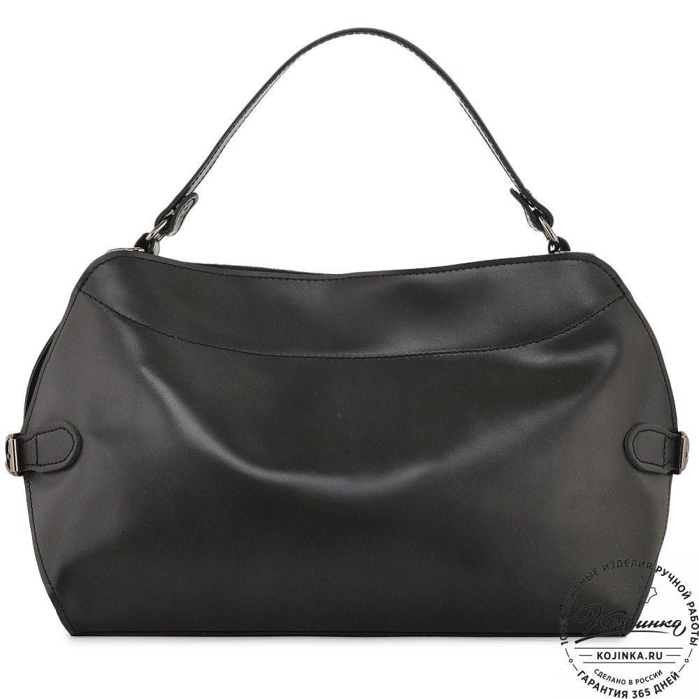 Женская кожаная сумка "Анталия" с косметичкой (черная)