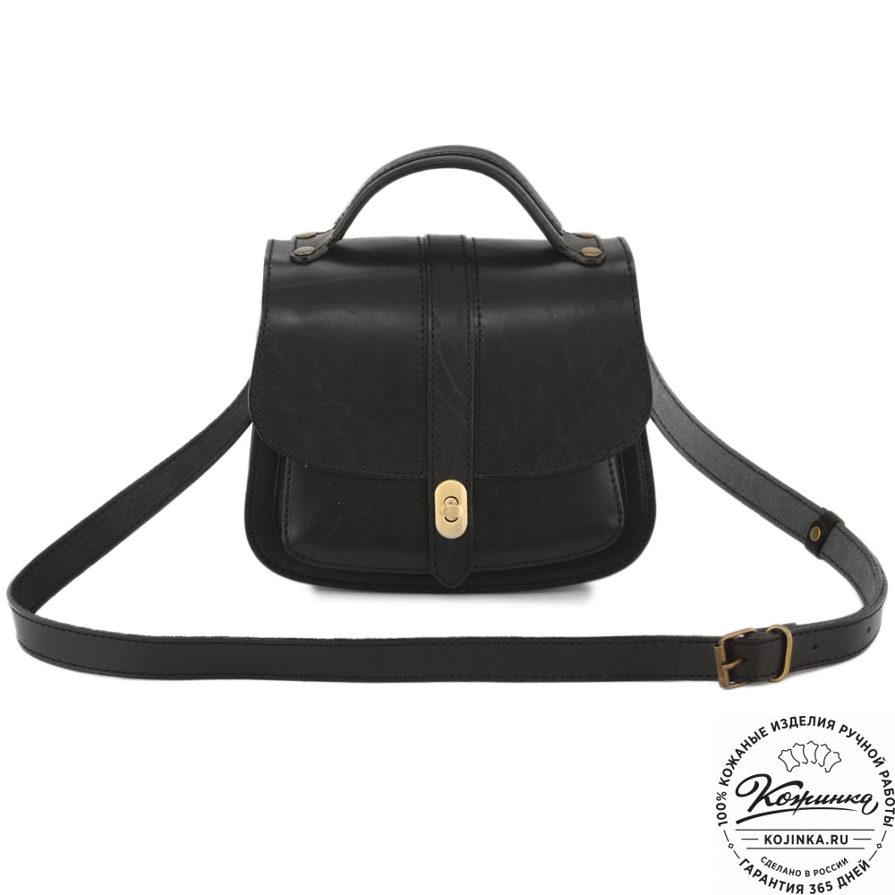 Кожаная сумка ручной работы "Париж" - с ручкой (черный)