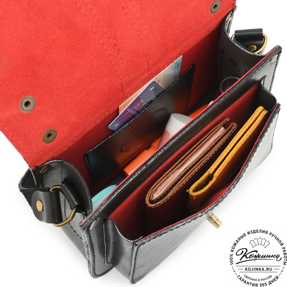 Кожаная сумка ручной работы "Париж" - с ручкой (черный)