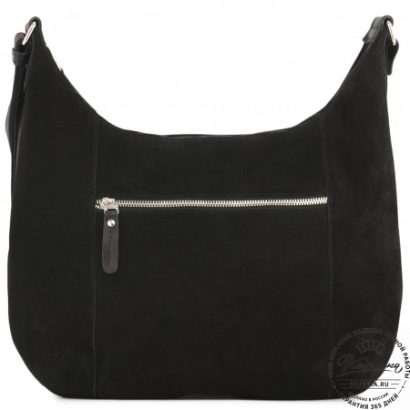 Женская кожаная сумка "Сабрина" с отделкой велюр (черная)