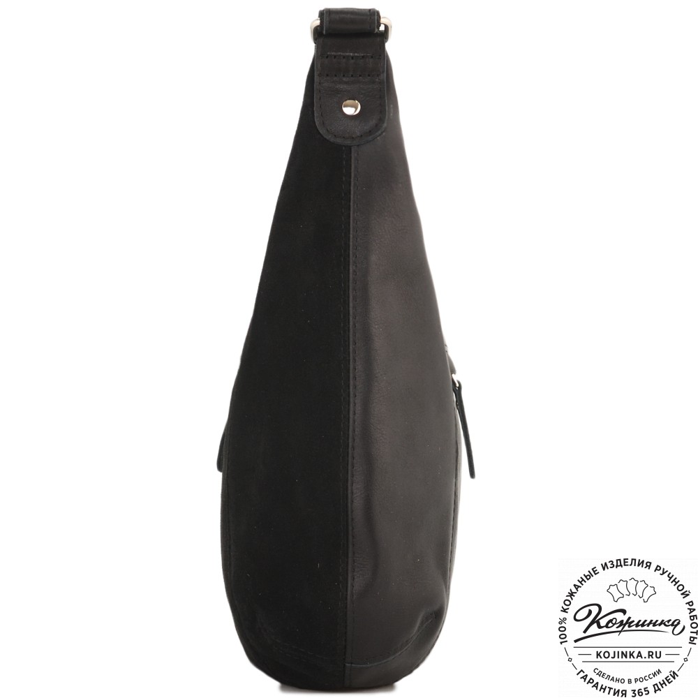 Женская кожаная сумка "Сабрина" с отделкой велюр (черная)