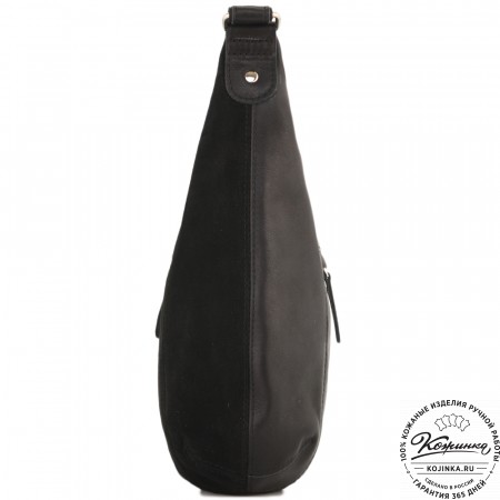 Женская кожаная сумка "Сабрина" с отделкой велюр (черная)