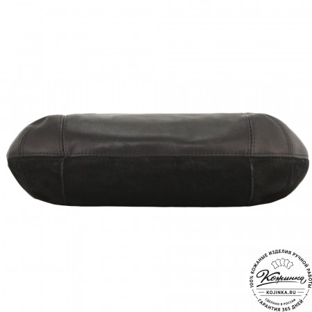 Женская кожаная сумка "Сабрина" с отделкой велюр (черная)