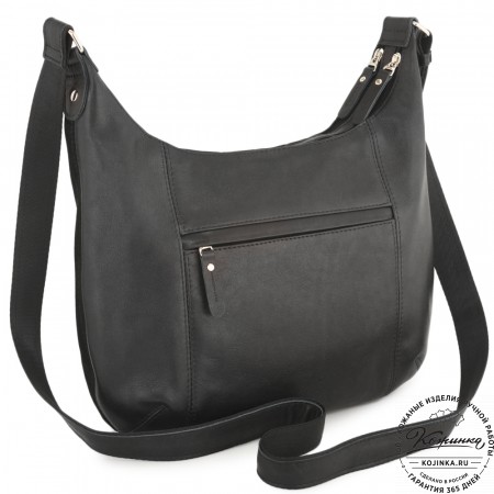 Женская кожаная сумка "Сабрина" с отделкой велюр (черная)