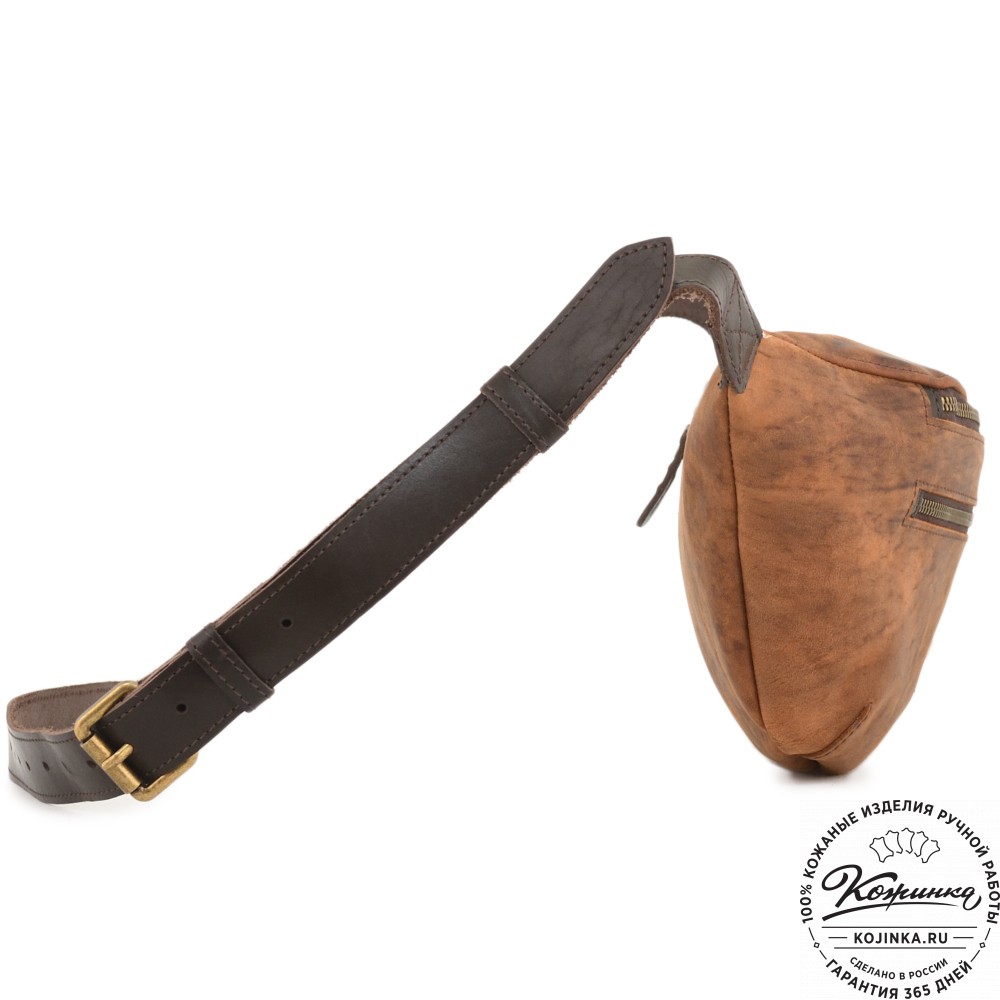 Кожаная сумка на пояс "Манчестер" (светло-коричневый) 