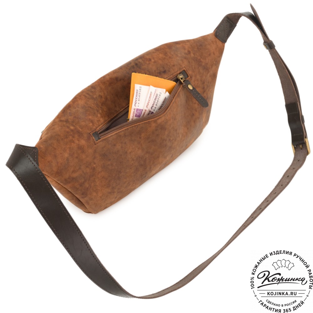 Кожаная сумка на пояс "Манчестер" (светло-коричневый) 