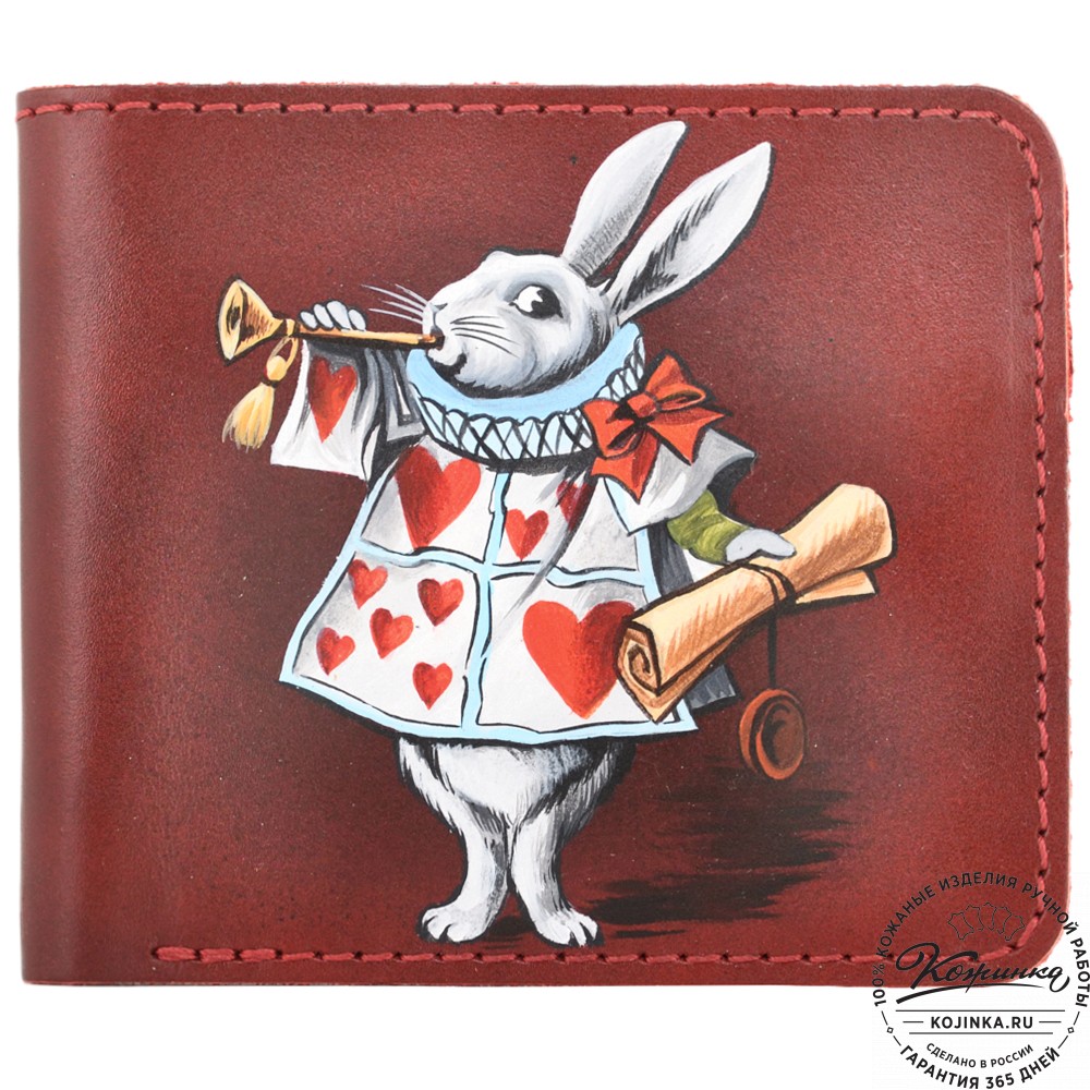  Кожаный бумажник "Рокки" "Заяц Глашатай" (бордо)