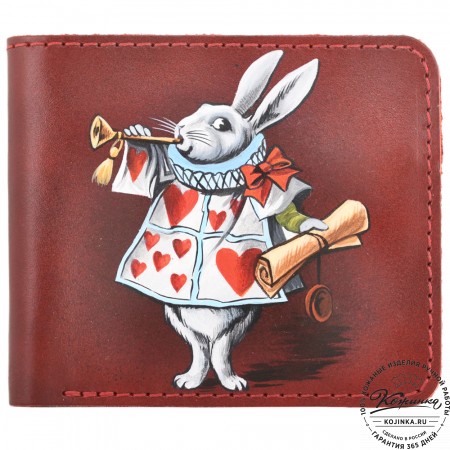  Кожаный бумажник "Рокки" "Заяц Глашатай" (бордо)