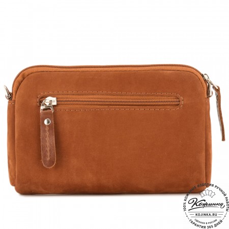  Кожаный клатч "Марта" (нубук рыжий)