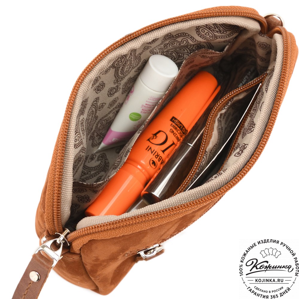  Кожаный клатч "Марта" (нубук рыжий)