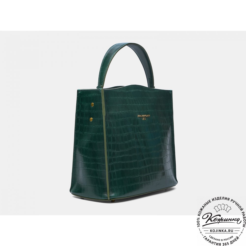 Женская кожаная сумка "Синтия" (зеленая кроко)