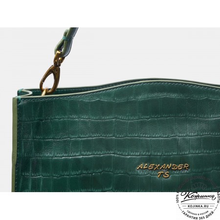 Женская кожаная сумка "Синтия" (зеленая кроко)
