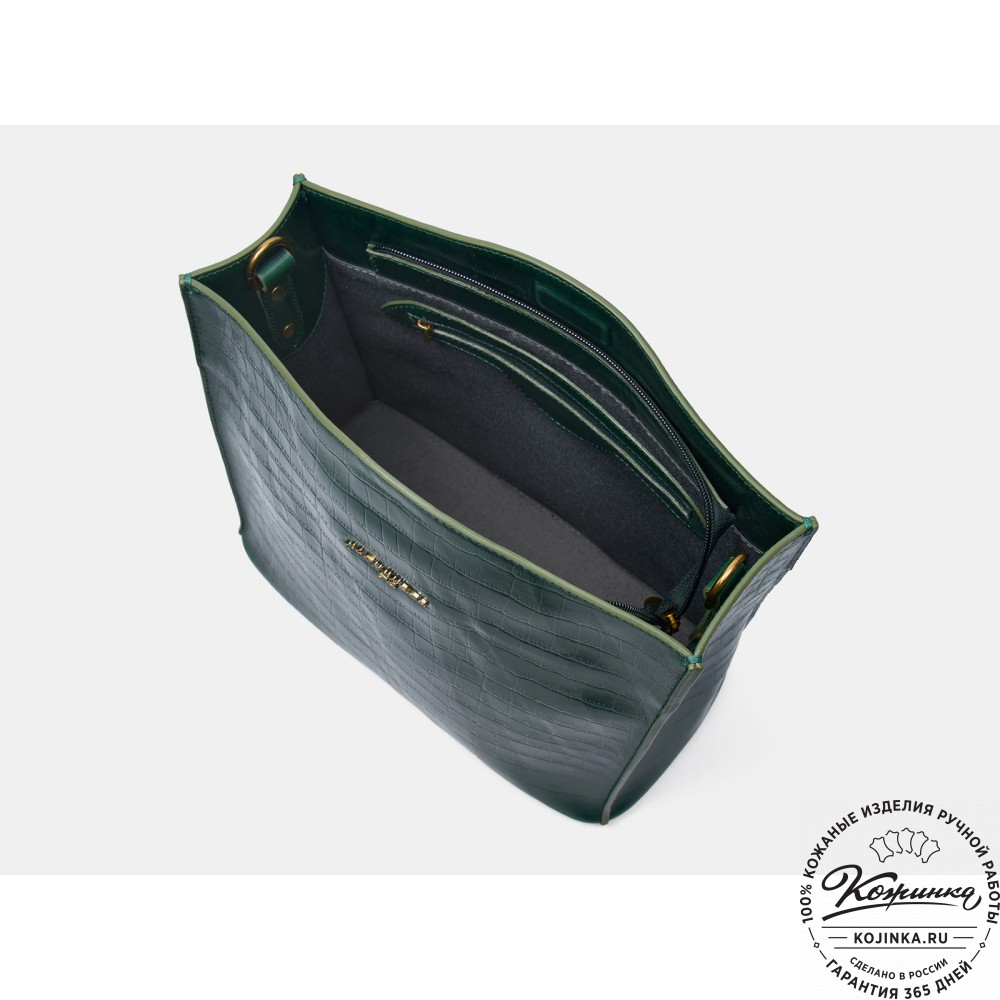 Женская кожаная сумка "Синтия" (зеленая кроко)