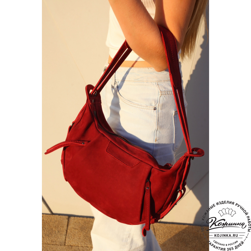 Женская кожаная сумка "Техас" (бордо нубук)