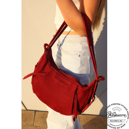 Женская кожаная сумка "Техас" (бордо нубук)