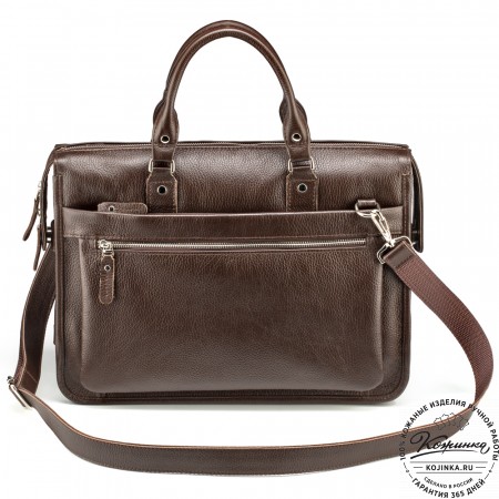 Кожаная деловая сумка "Вильямс" (тёмно-коричневая) 