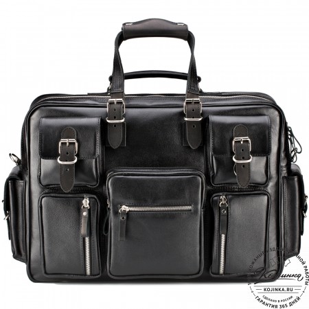 Кожаная деловая сумка для командировок  "Ричард" (чёрная)