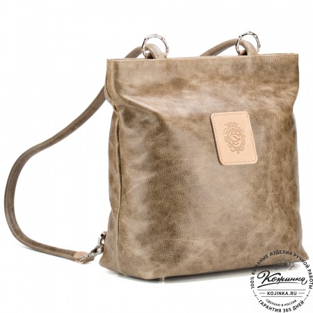 Женская кожаная сумка-рюкзак "Валентино" (оливковая)