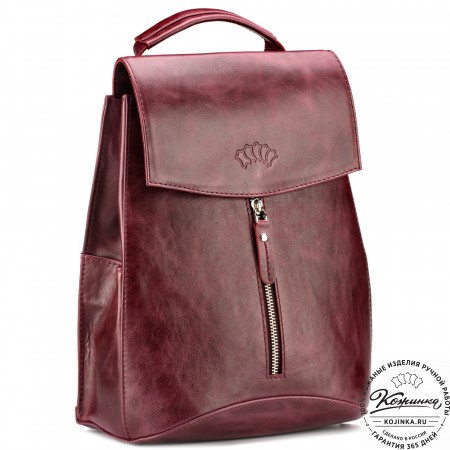 Женский кожаный рюкзак "Ассоль" (бордовый антик)