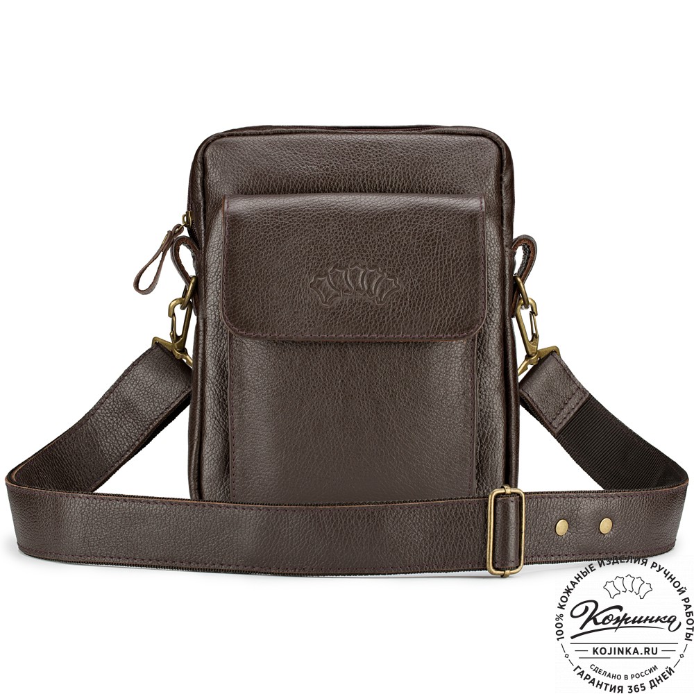 Кожаная нагрудная сумка "Стивен" (тёмно-коричневая)