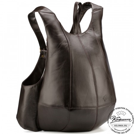 Кожаный рюкзак "Кевин" (тёмно-коричневый) 