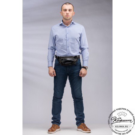 Кожаная сумка на пояс "Рики" (коричневая гладкая кожа)