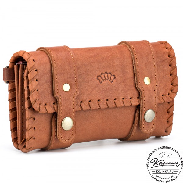 Кожаный клатч "Смит" (рыжий). фото 1