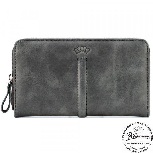 Кожаный клатч "Картер New" (чёрный антик) . фото 1