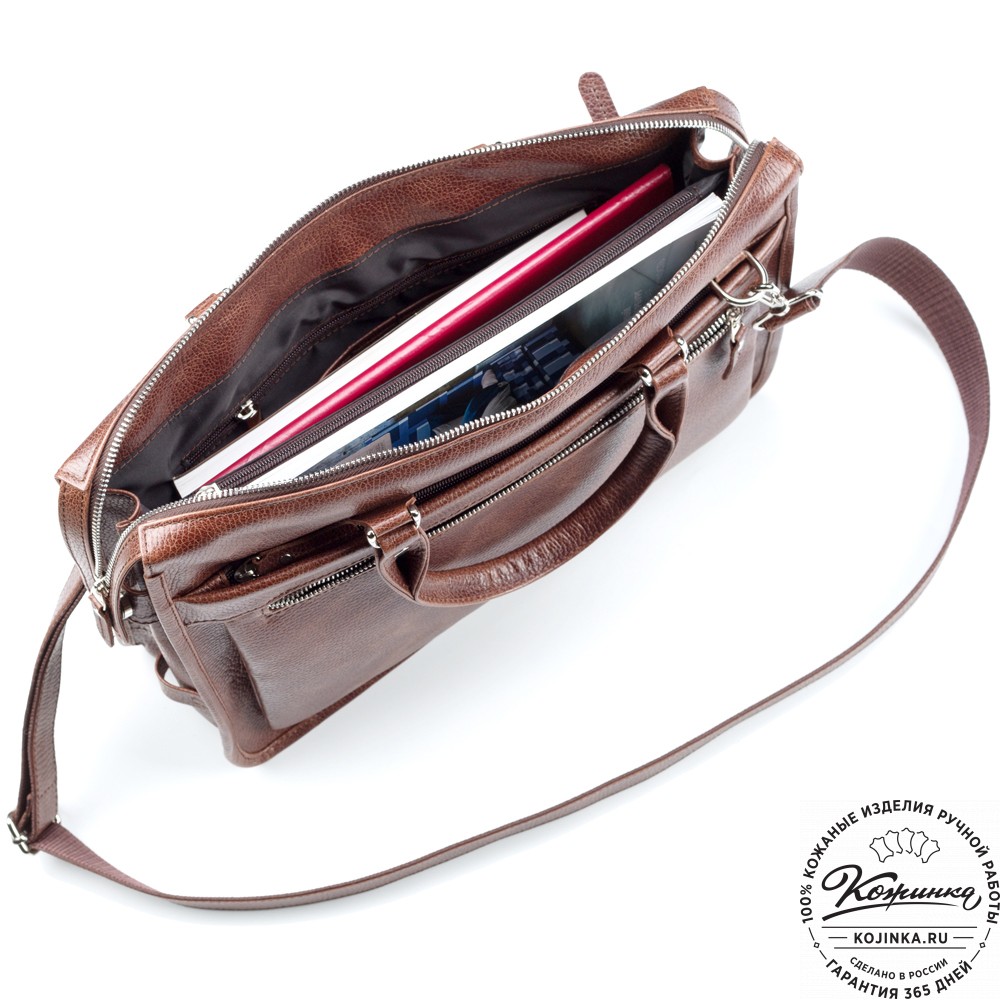 Кожаная деловая сумка "Вильямс" (светло-коричневая) 