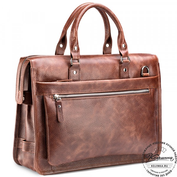 Кожаная деловая сумка "Вильямс" (светло-коричневая) . фото 1