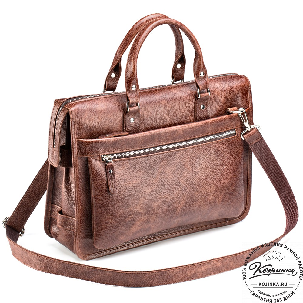Кожаная деловая сумка "Вильямс" (светло-коричневая) 