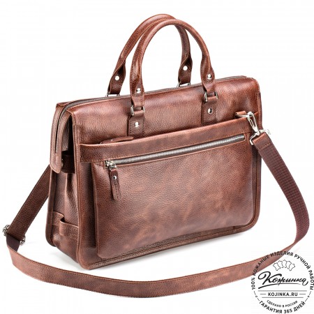 Кожаная деловая сумка "Вильямс" (светло-коричневая) 