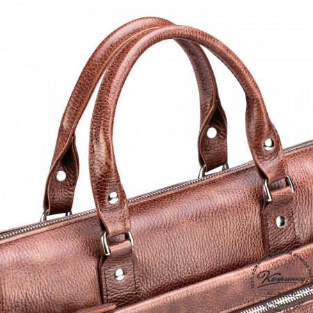 Кожаная деловая сумка "Вильямс" (светло-коричневая) 