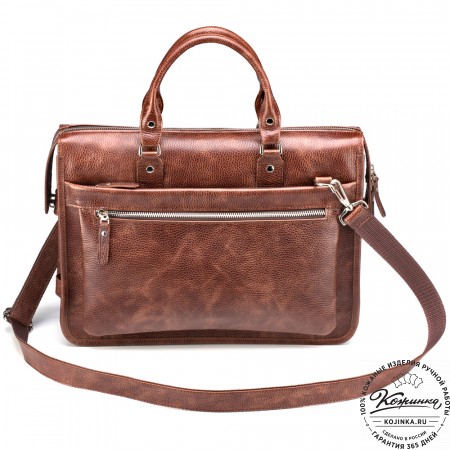 Кожаная деловая сумка "Вильямс" (светло-коричневая) 