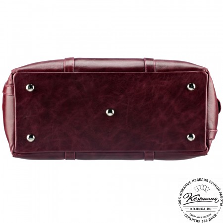 Кожаный городской саквояж "Фостер" (бордовый антик)