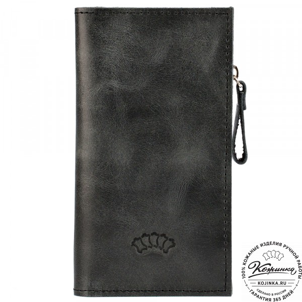 Кожаное портмоне "Арни" (черный антик). фото 1