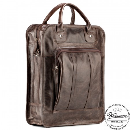Кожаный рюкзак-сумка "Майкл" (тёмно-коричневый антик)
