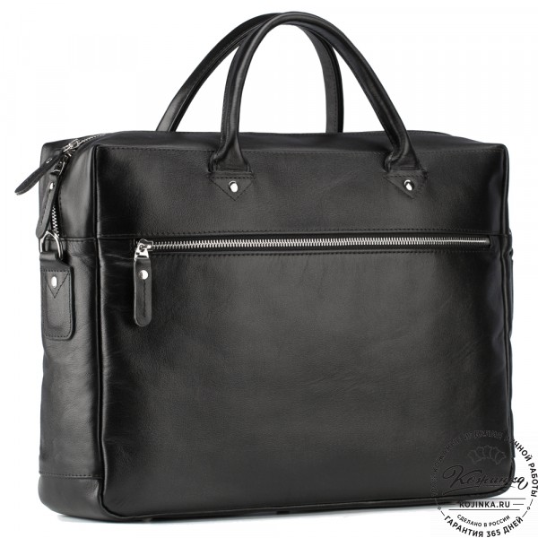 Кожаная деловая сумка "Спайк" (чёрная) . фото 1