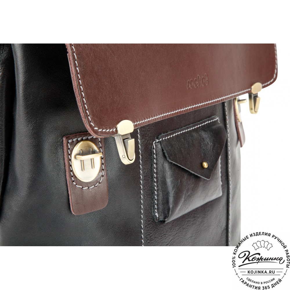 Кожаный рюкзак "Школьник" (черный)