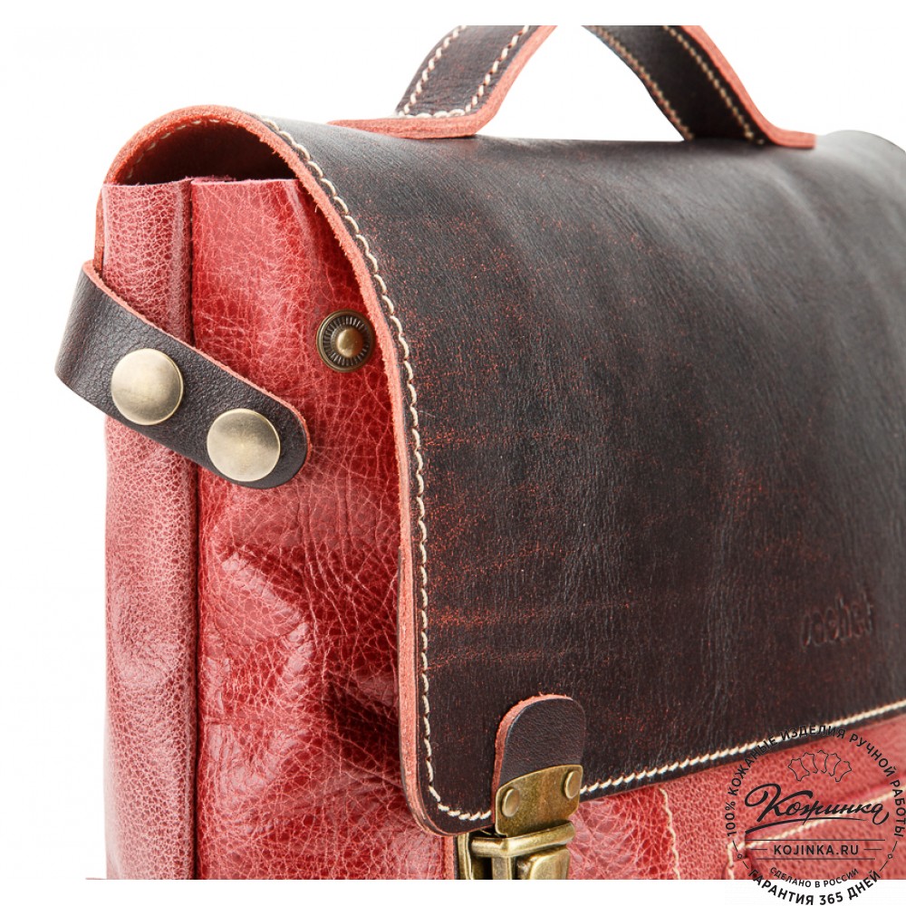 Кожаный рюкзак "Школьник" (брусничный)